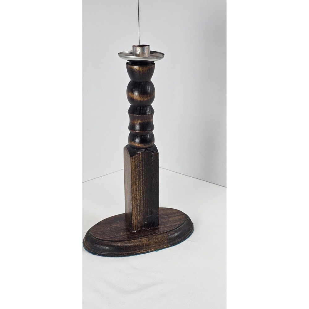 Vintage Primitive Wooden Candlestick Holder Rustic Farmhouse Taper Candle 12"